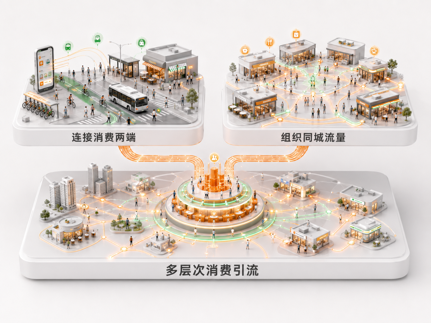 多层次消费引流连接消费者与同城商户并组织绿色消费流量